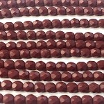 4mm Czech Fire Polish Beads - Matte Dark Red