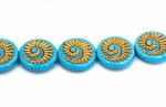 Ammonite Spiral, Light Blue/Gold 1 strand