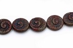 Ammonite Spiral, Red Travertine 1 strand