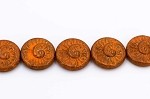 Ammonite Spiral, Orange Bronze Travertine 1 strand