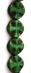 Forest Green Travertine Cross Table Cut Disc