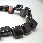 Jet - Hematite - Two Hole Tile Bead