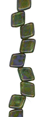 Peridot Travertine Two Hole Tile Bead